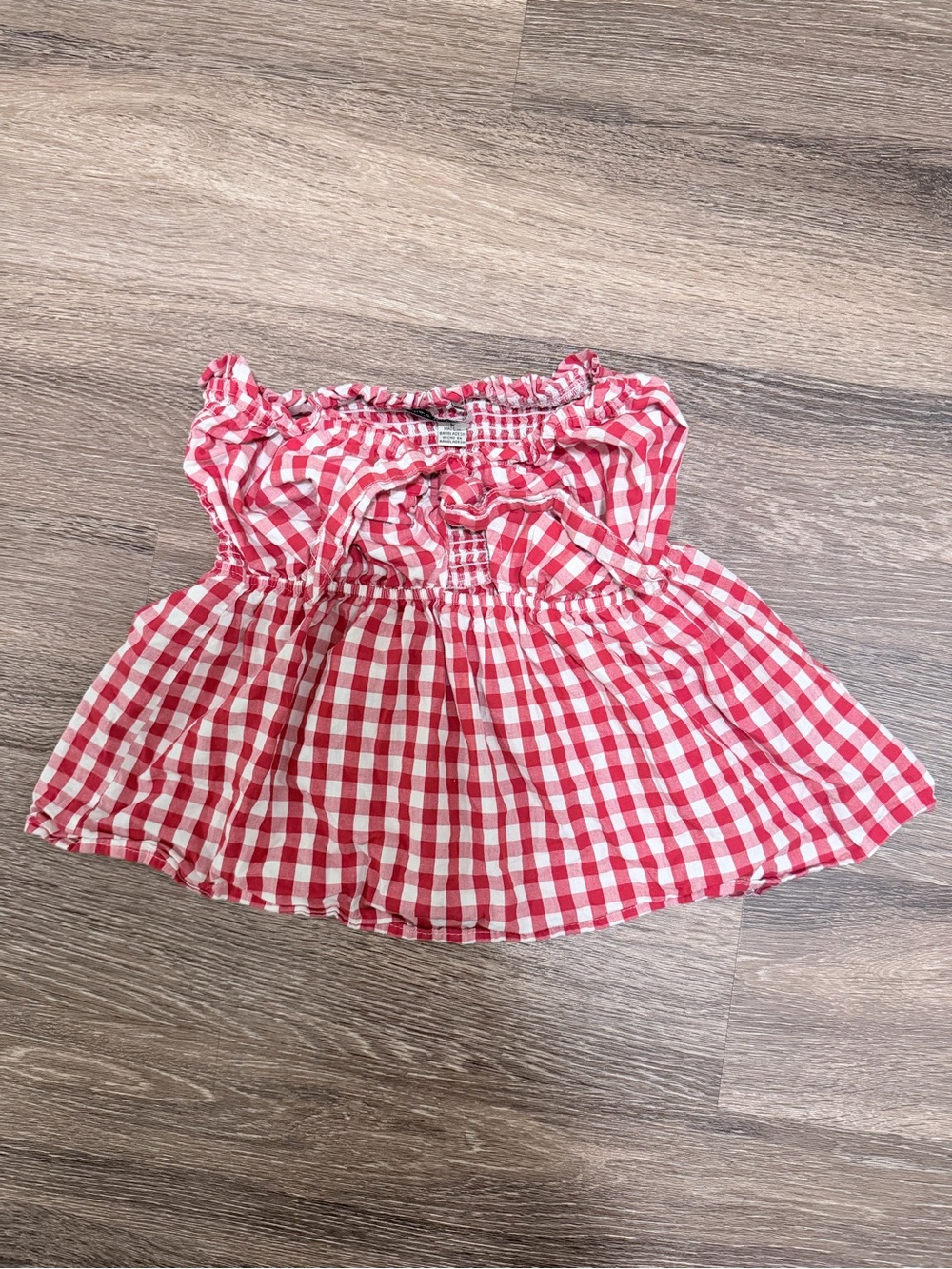 Red Gingham Smocked Women's Strapless Top